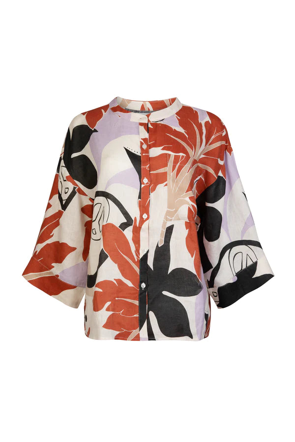 'ANDREA' LINEN SHIRT - SIGNATURE PRINT