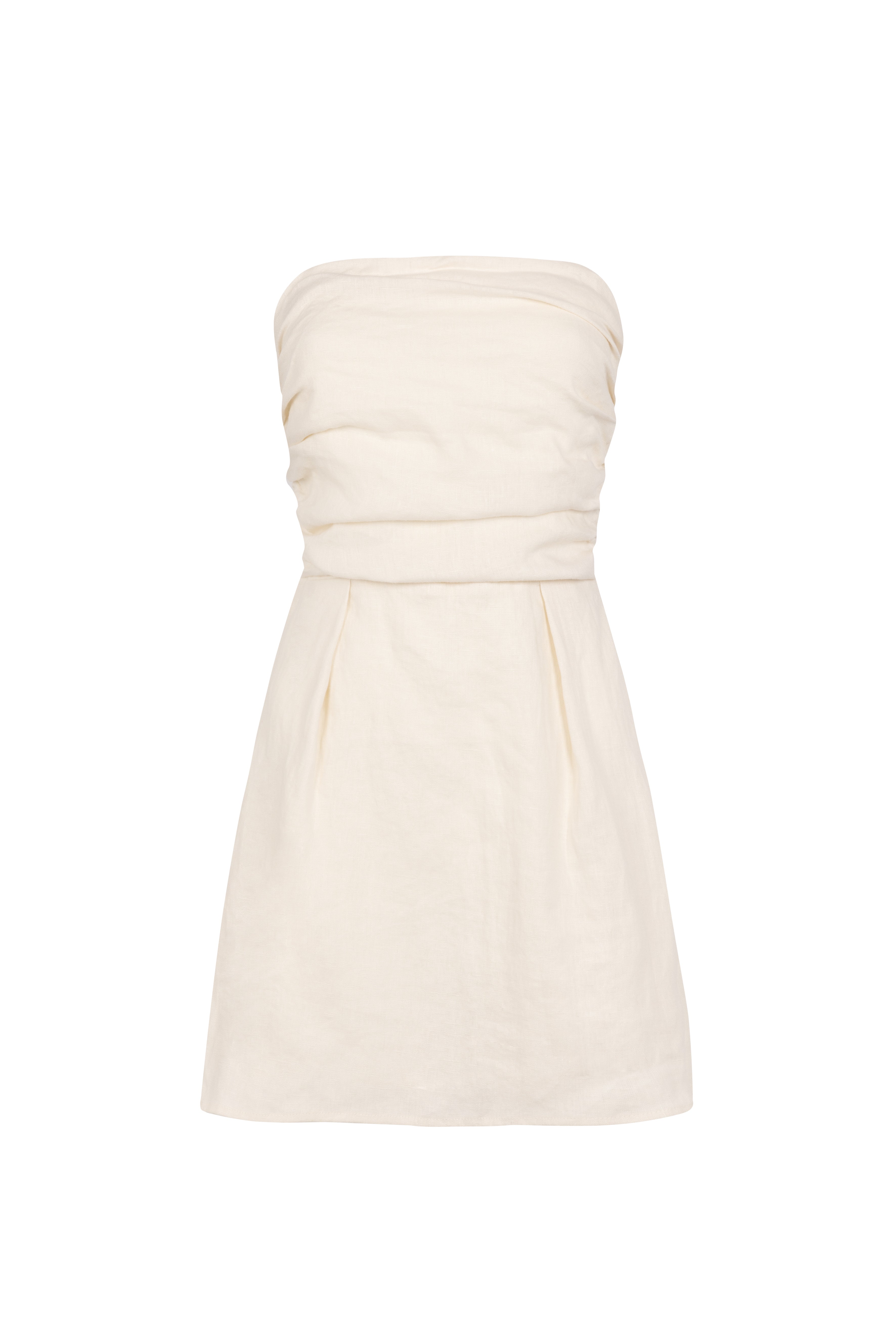 'Yves Uro' Gathered Mini Dress - Cream