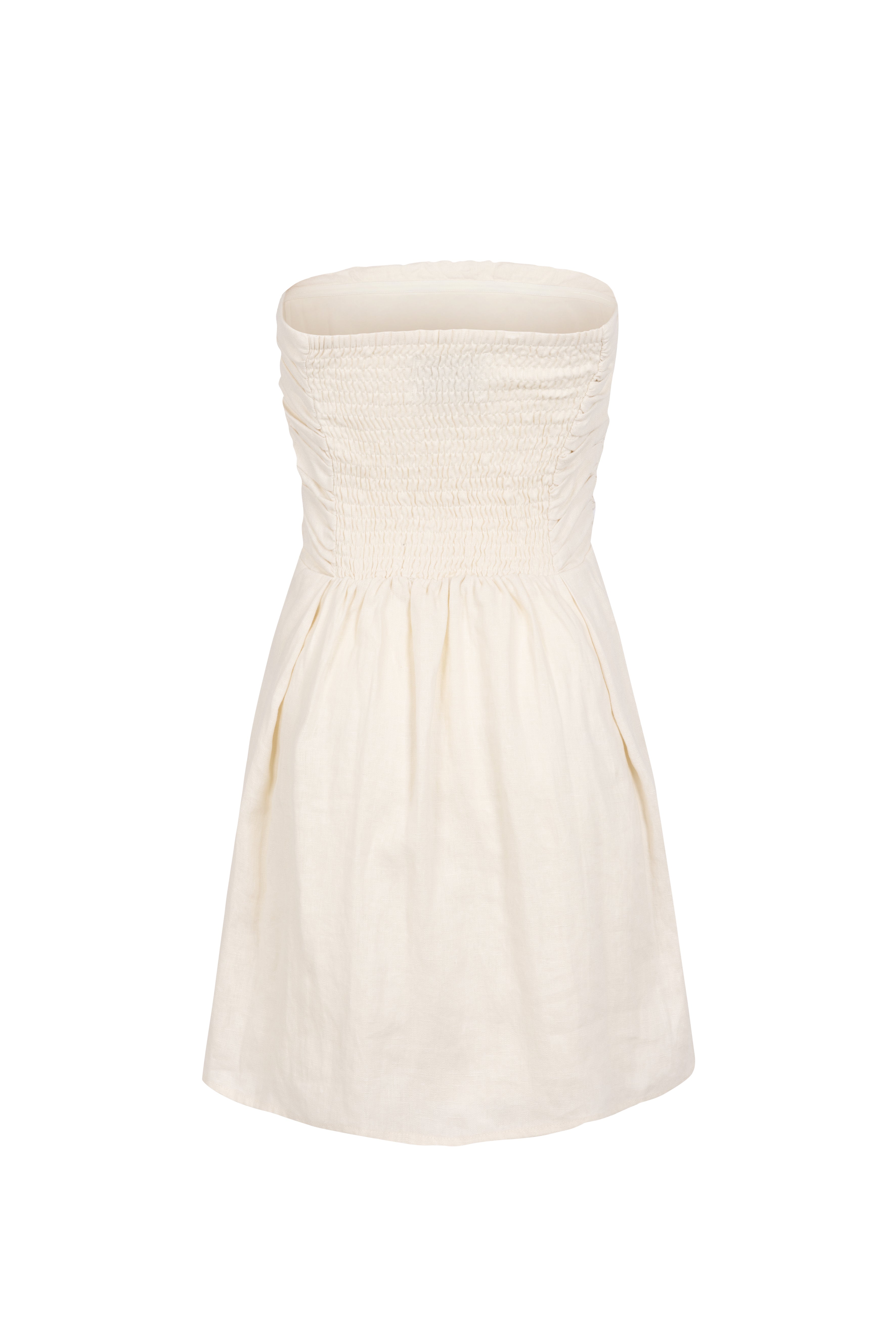 'Yves Uro' Gathered Mini Dress - Cream