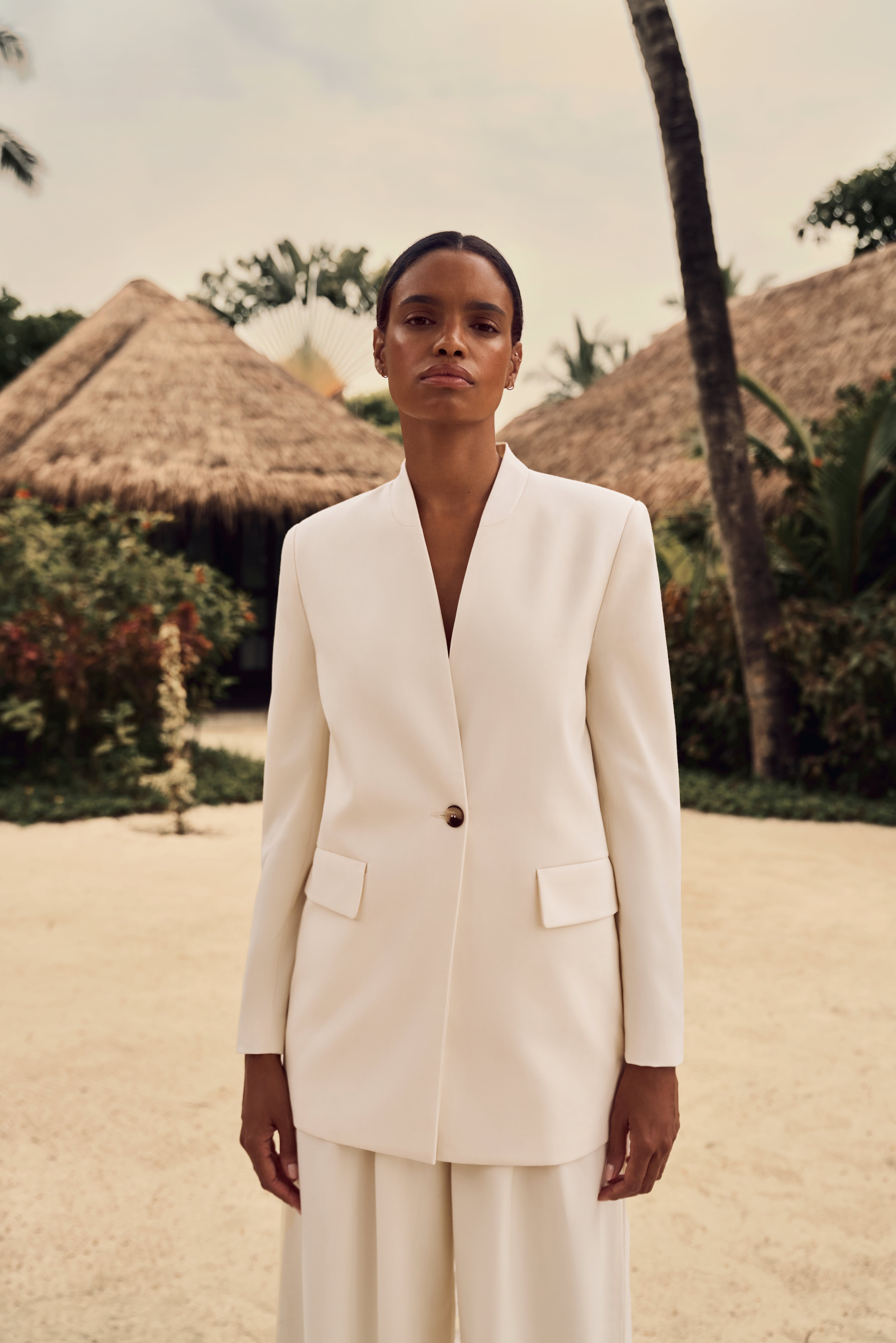 'DALIAS' WOOL BLEND BLAZER - OFF WHITE