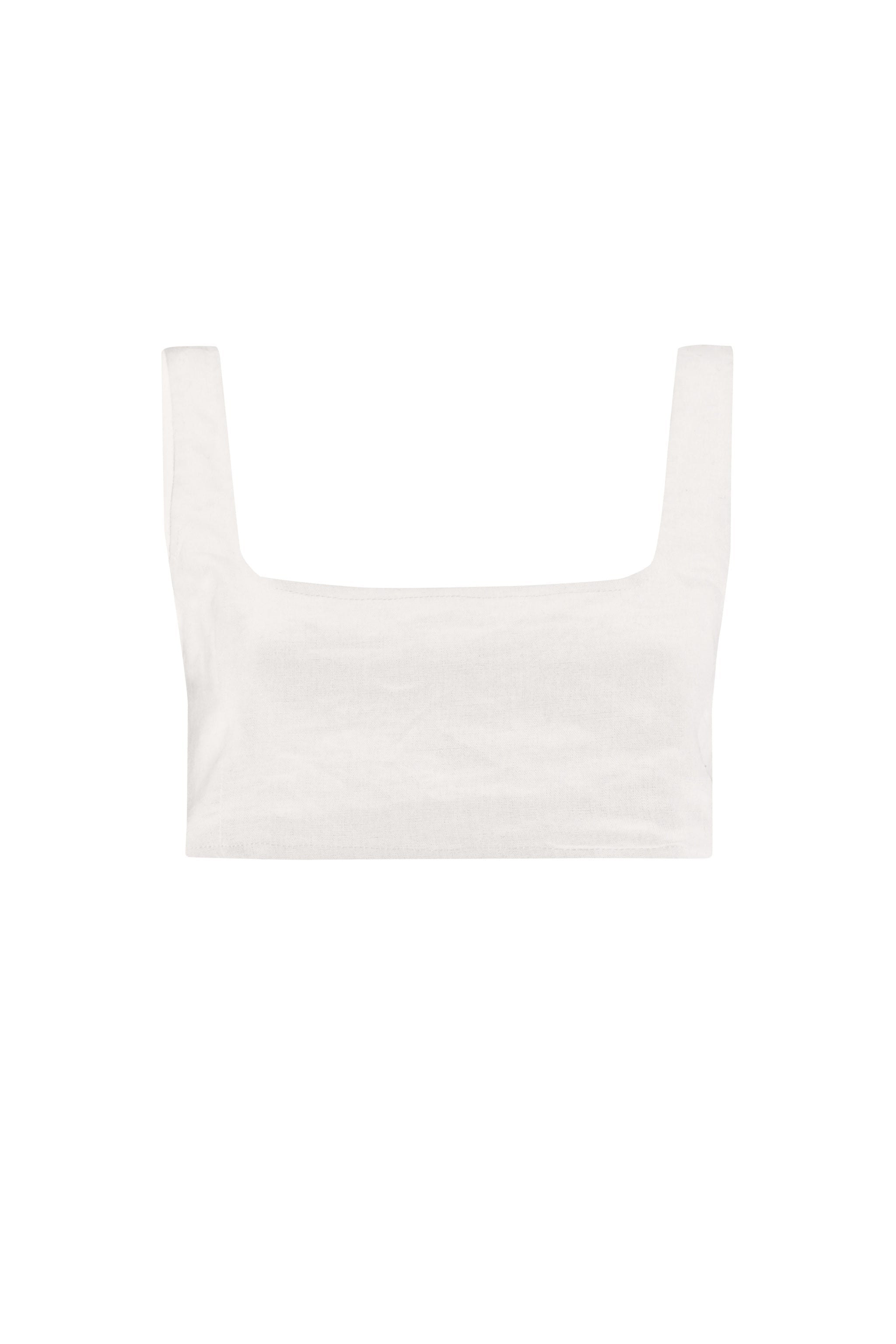 white linen crop top