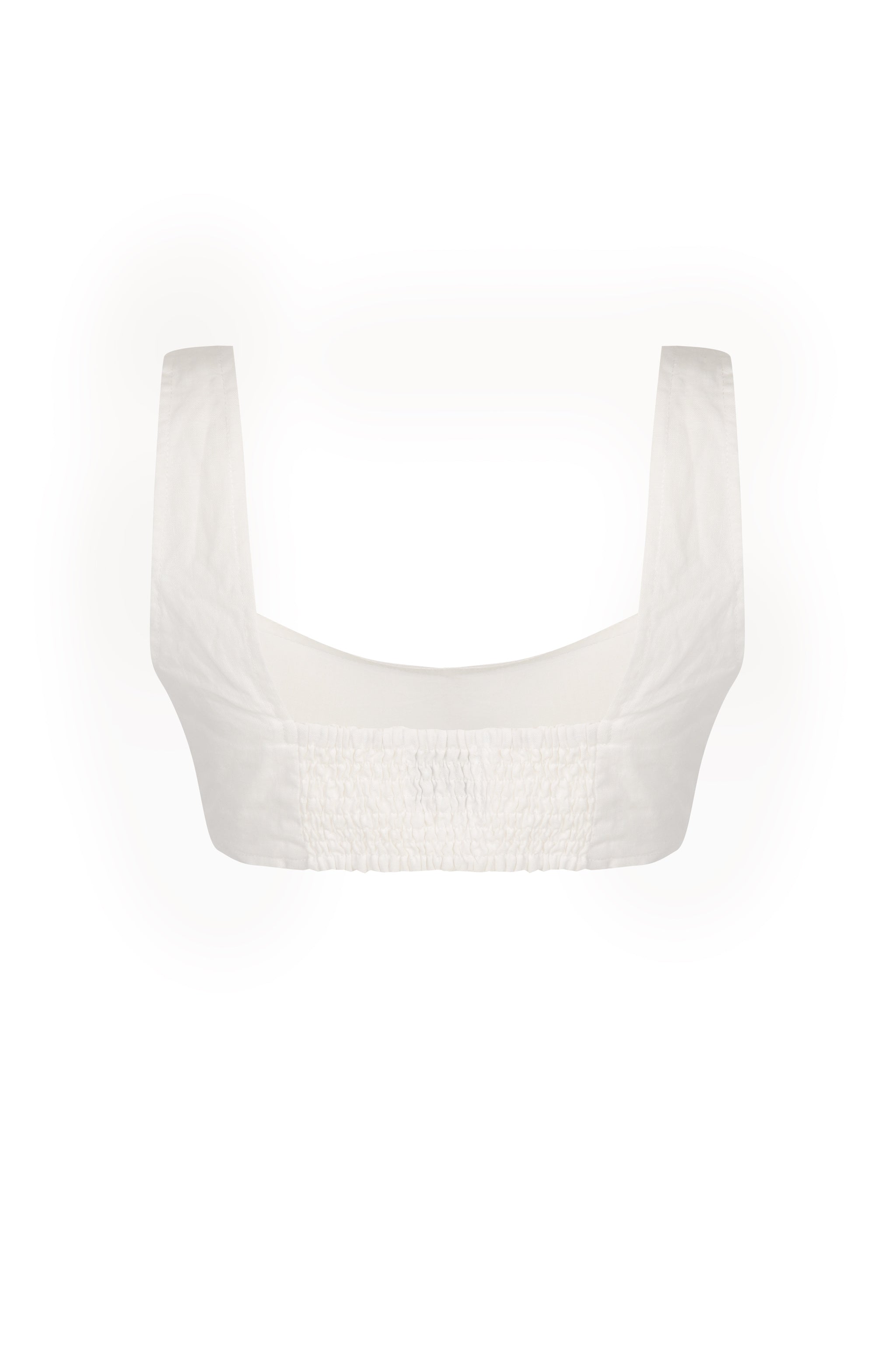 white linen crop top
