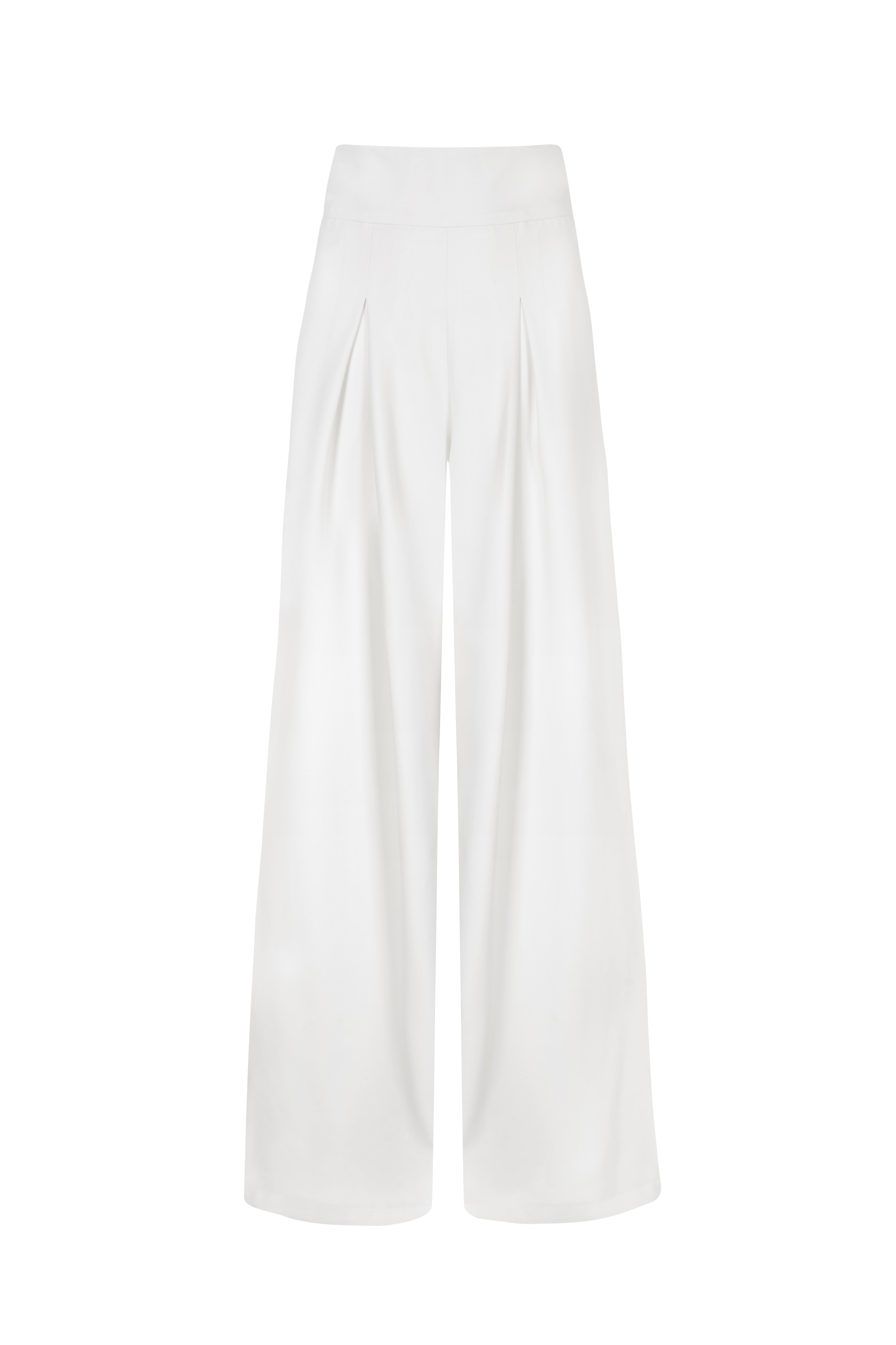 'DALIAS' WOOL BLEND WIDE LEG TROUSERS - OFF WHITE