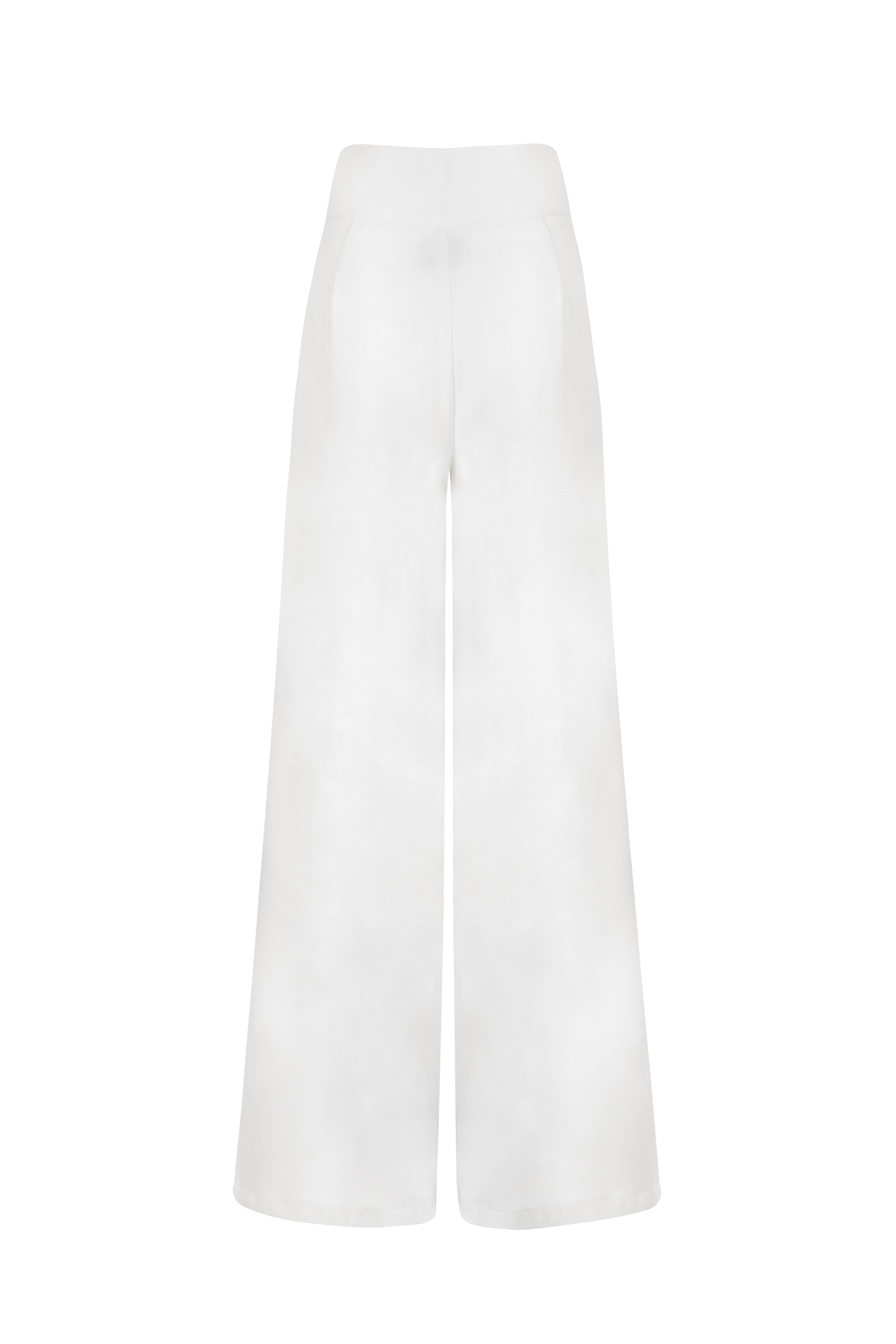 'DALIAS' WOOL BLEND WIDE LEG TROUSERS - OFF WHITE