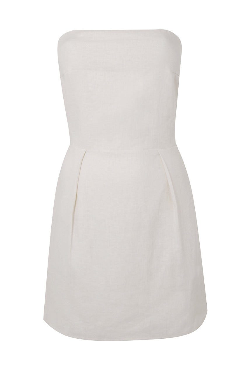 cream linen mini dress