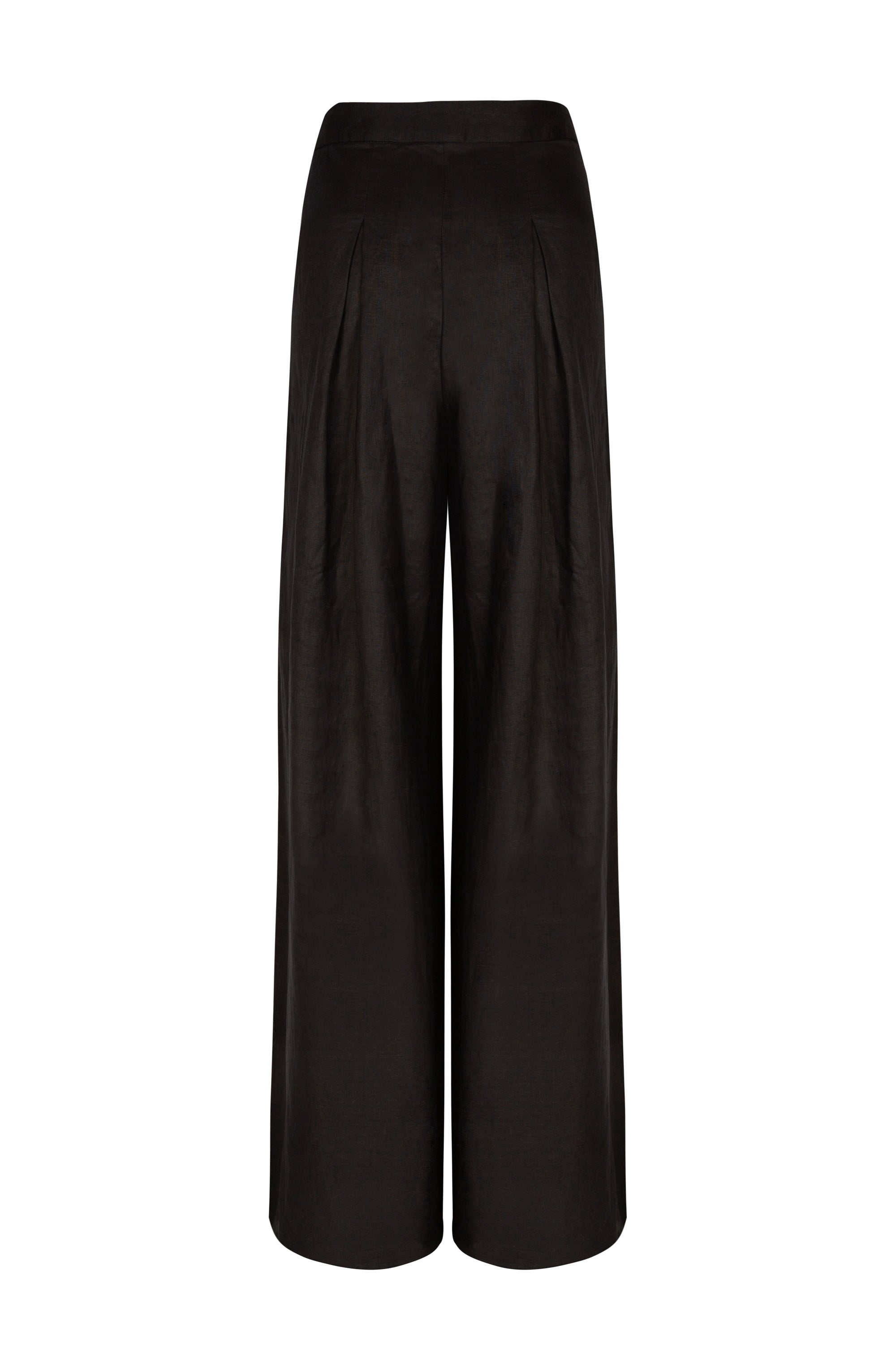 black linen wide leg trousers