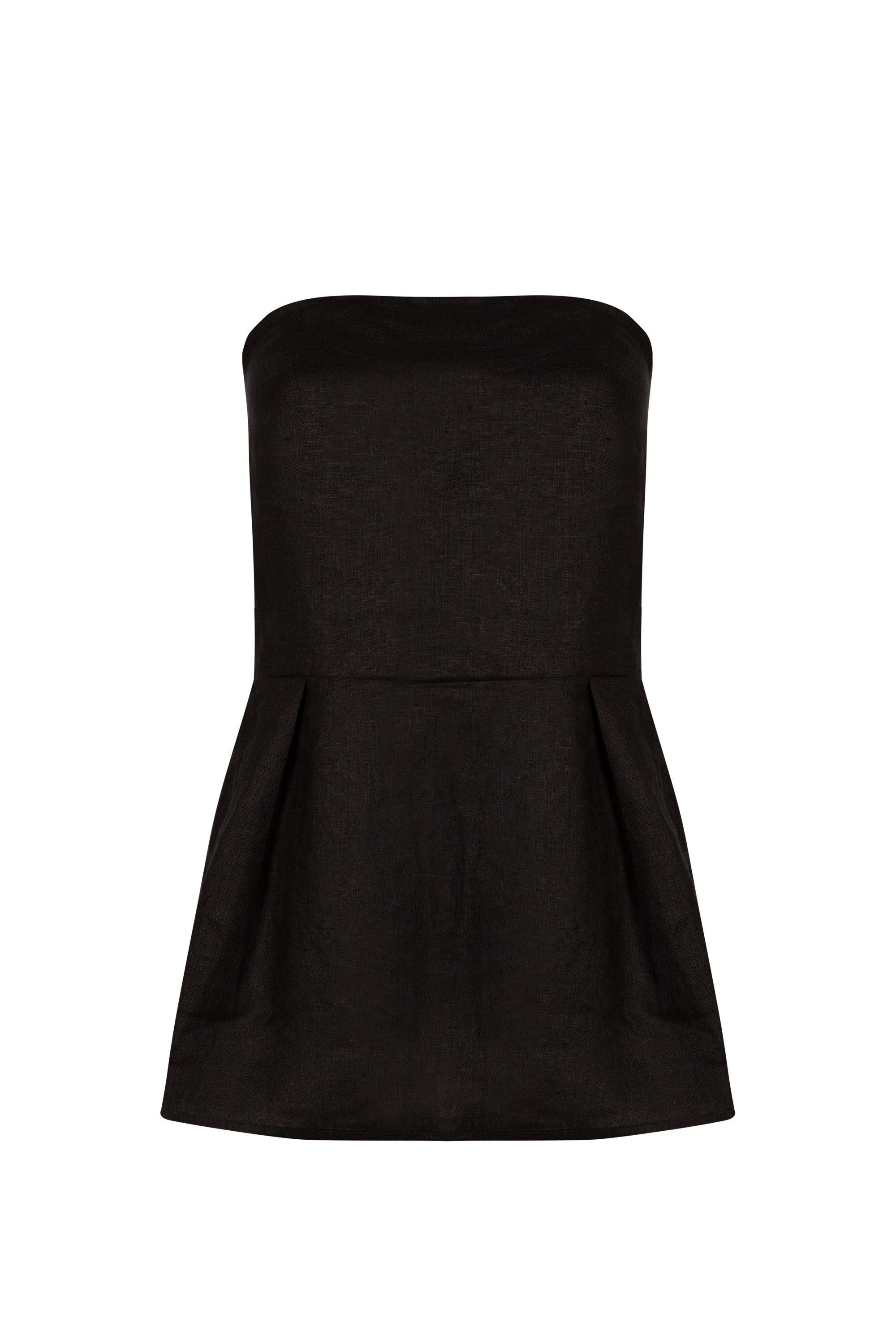 black linen peplum top