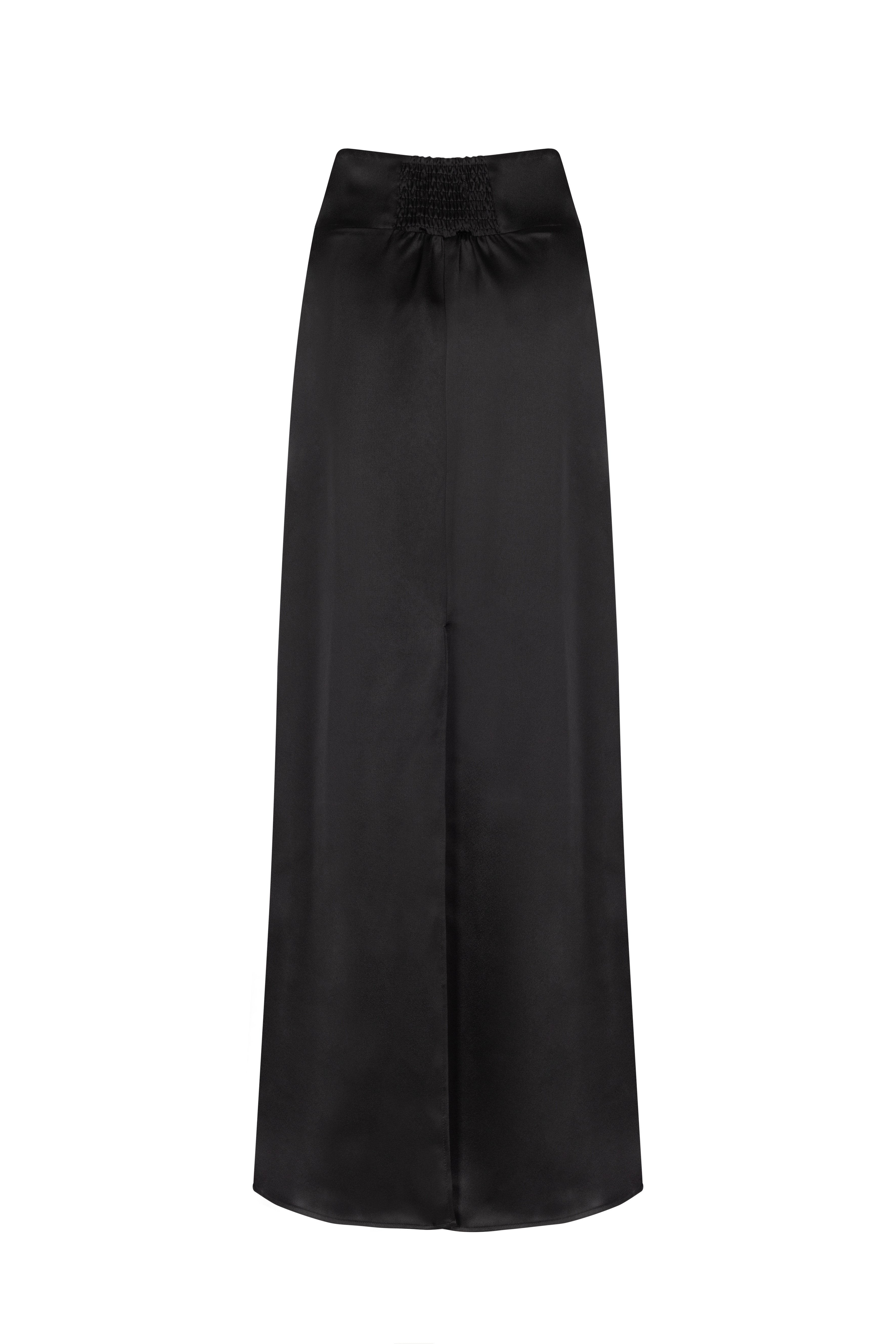 'Leo' Satin-Crepe Maxi Skirt - Black