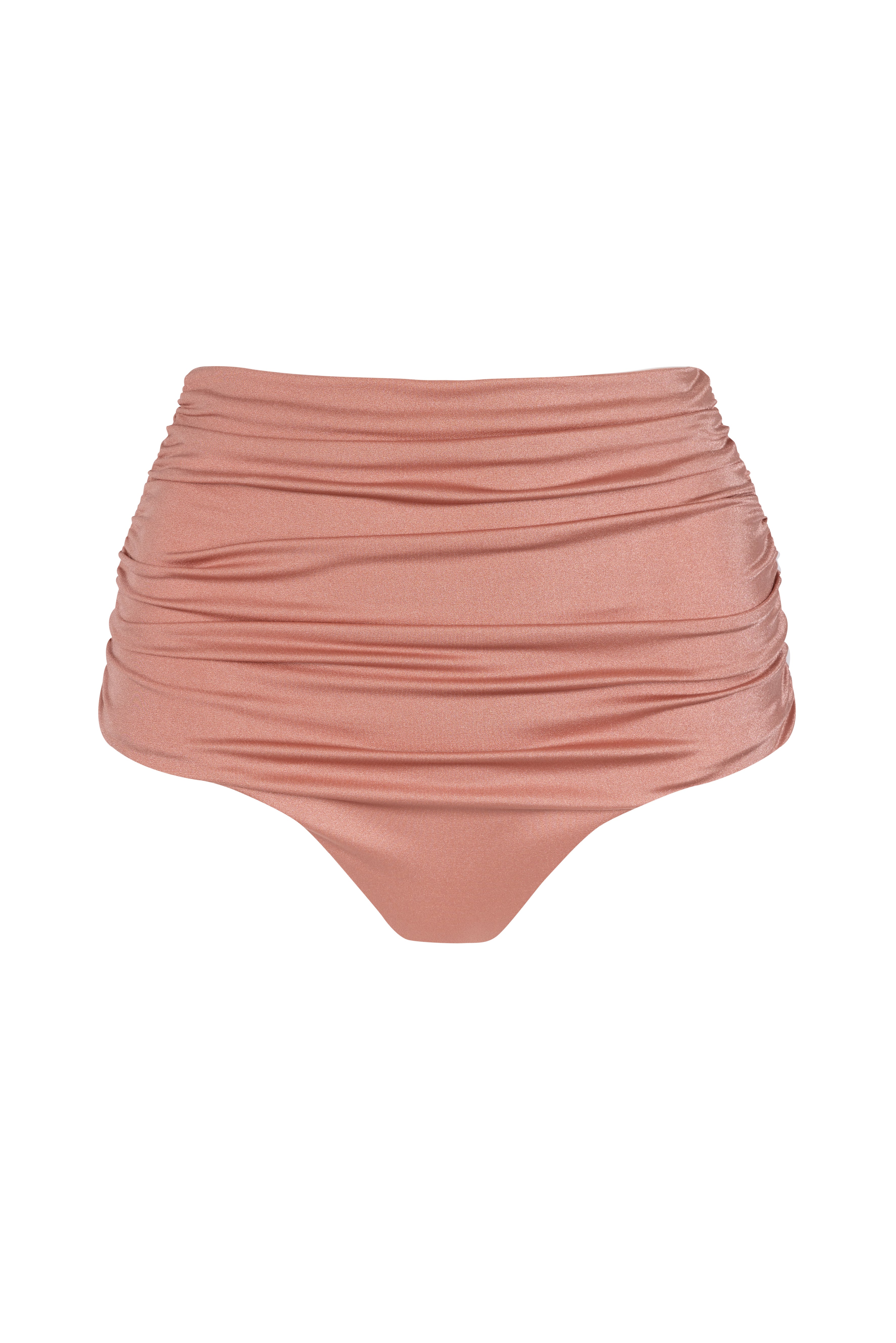 'Peggy' Bikini Bottom - Metallic Blush