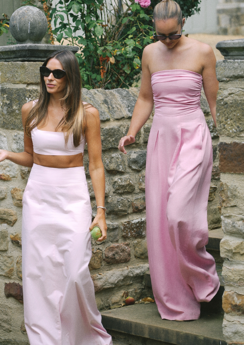 Paradis Crop Top - Powder Pink Poplin Cotton