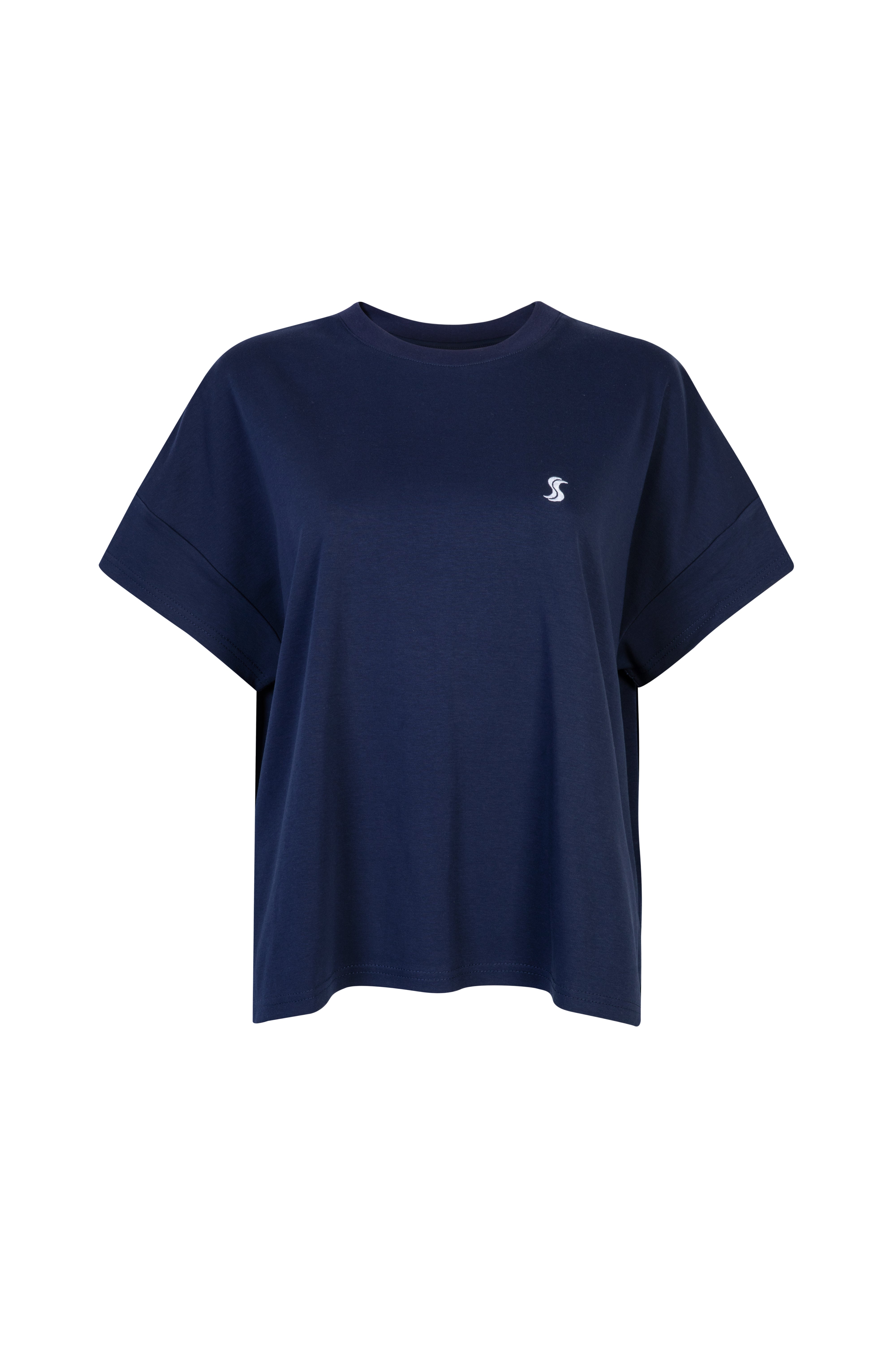 'SS' SIGNATURE EMBROIDERED T SHIRT - NAVY