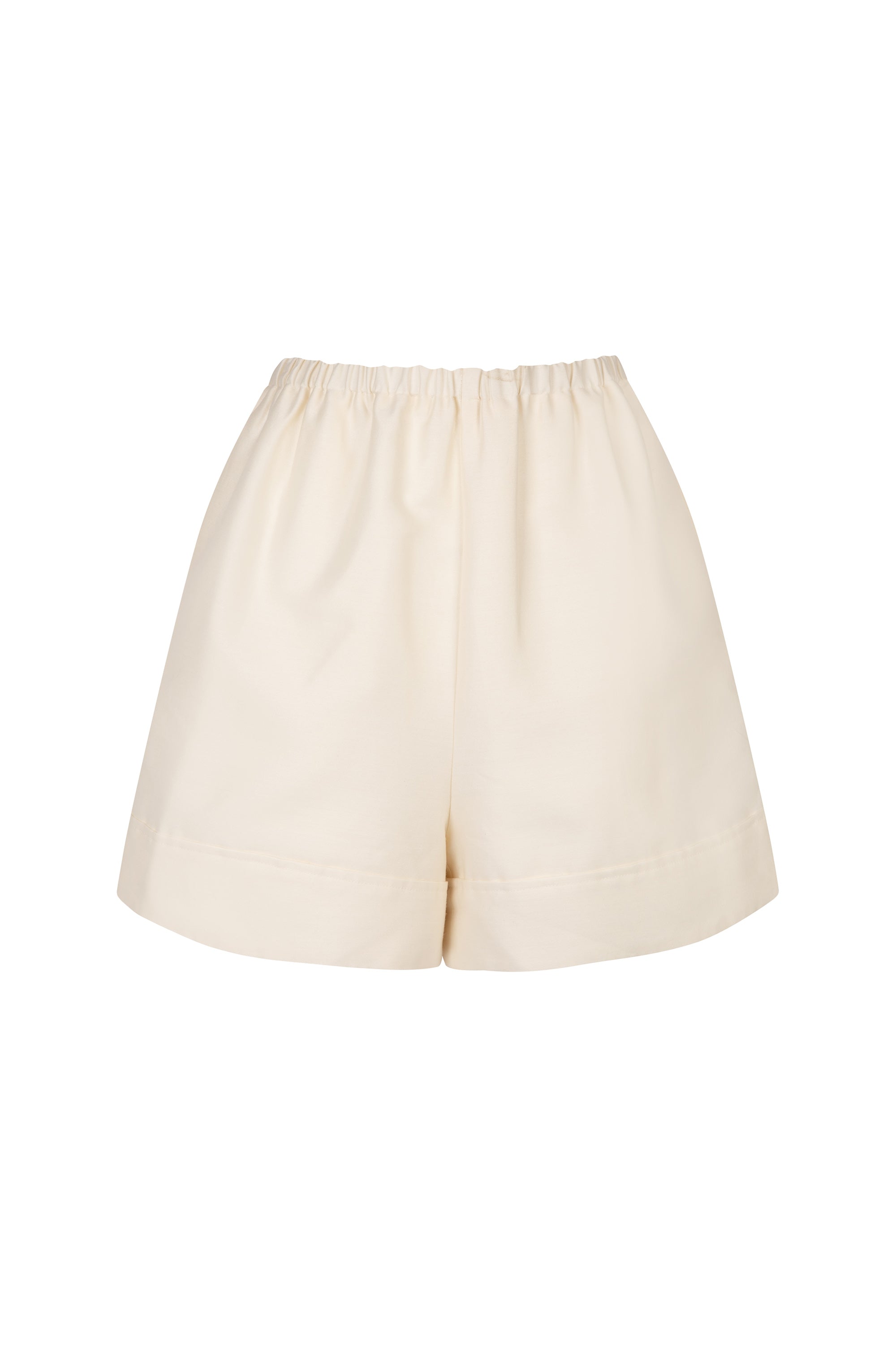 cream wool and silk shorts
