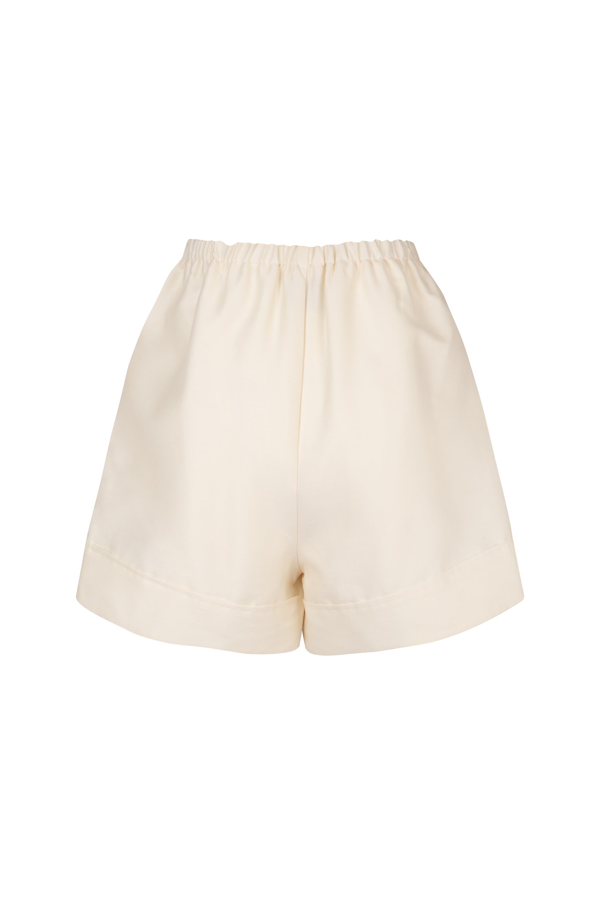 cream wool and silk shorts