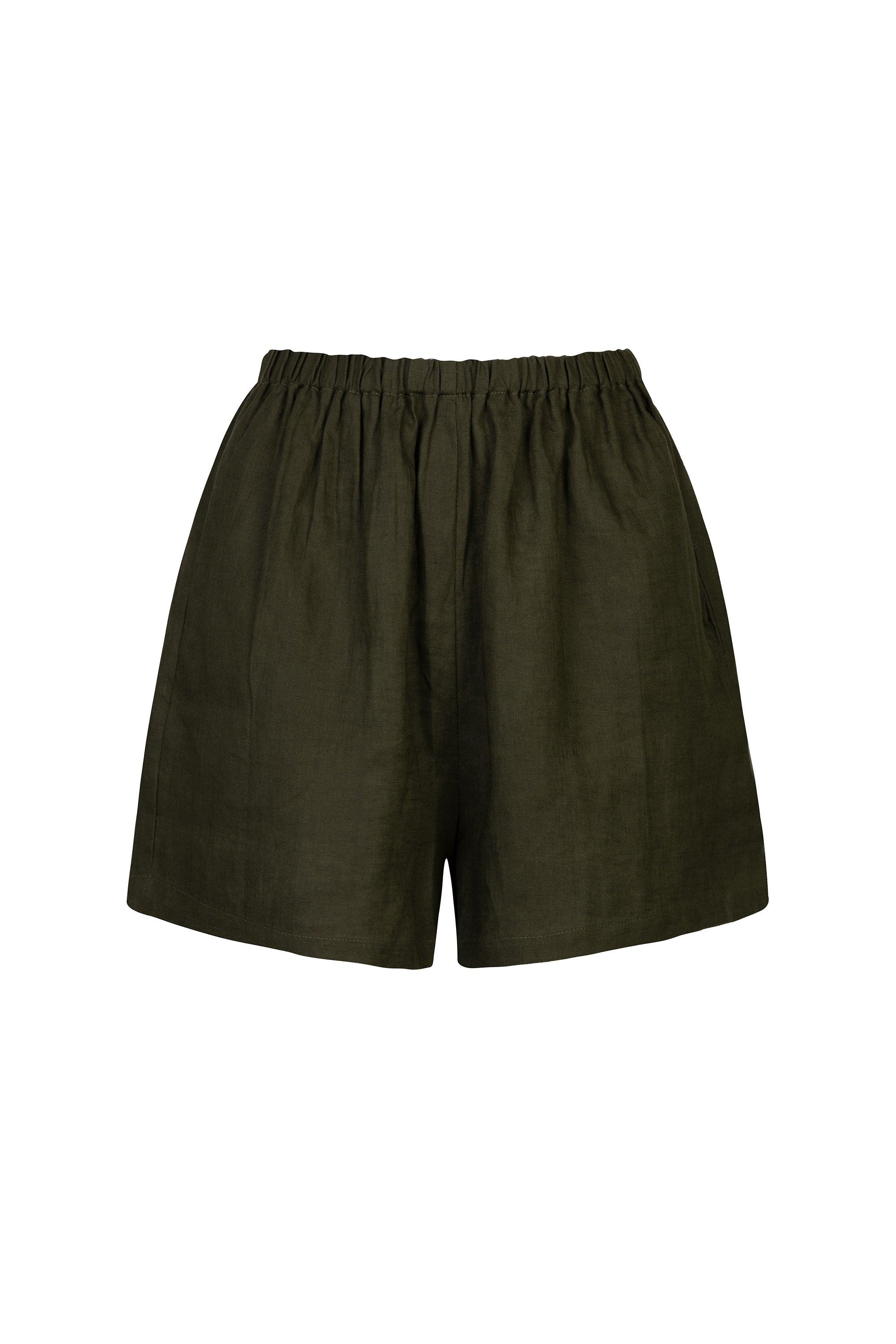olive linen shorts